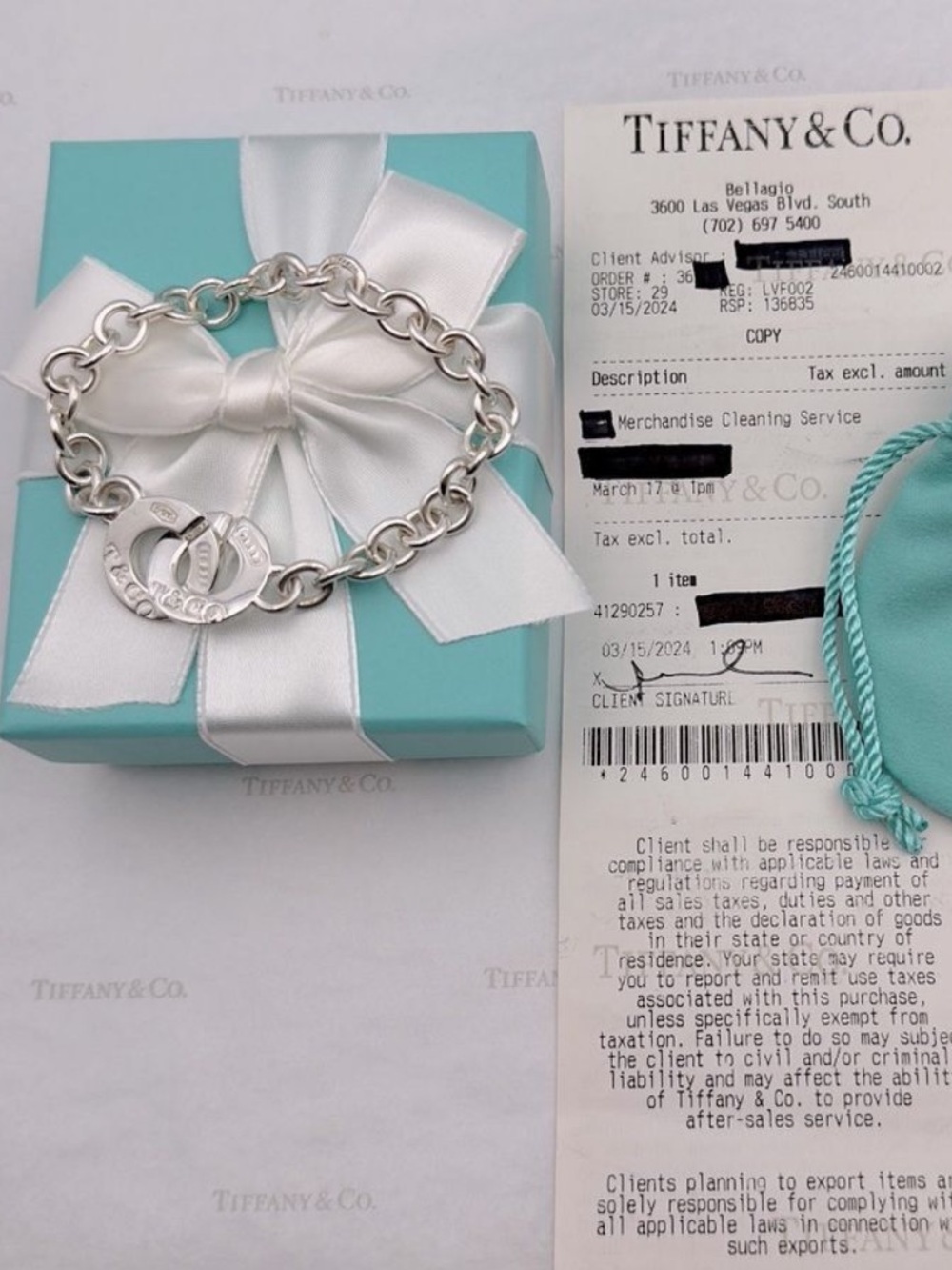 Tiffany & Co T&CO. 1837 Interlocking Circle Toggle Bracelet Sterling Silver 925 - Picture 3 of 10